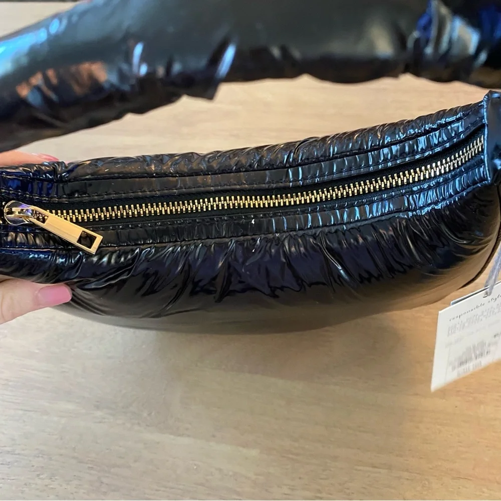 A New Day Black Modern Puffer Hobo Handbag